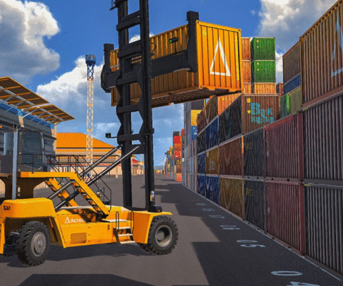 Empty Container Handling Truck Simulator